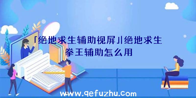 「绝地求生辅助视屏」|绝地求生拳王辅助怎么用